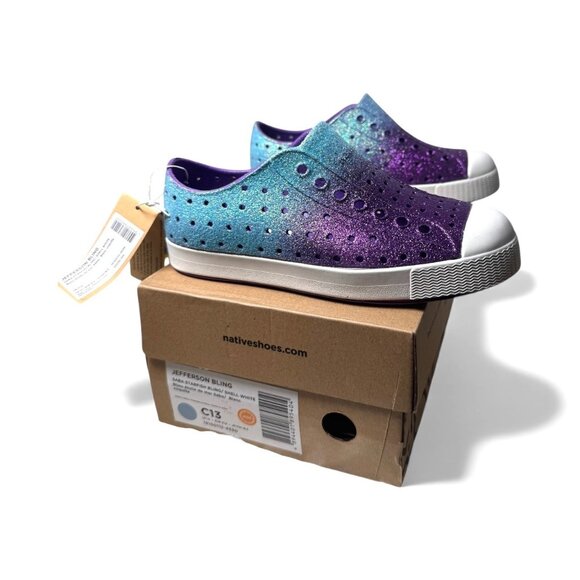 Native Jefferson Bling Kids Sneakers Shoes Size 13 Starfish Bling EVA Slip On - Picture 6 of 8
